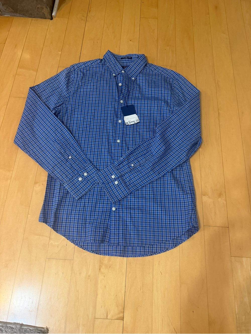 Gant Blue and White Plaid Button-Down Shirt